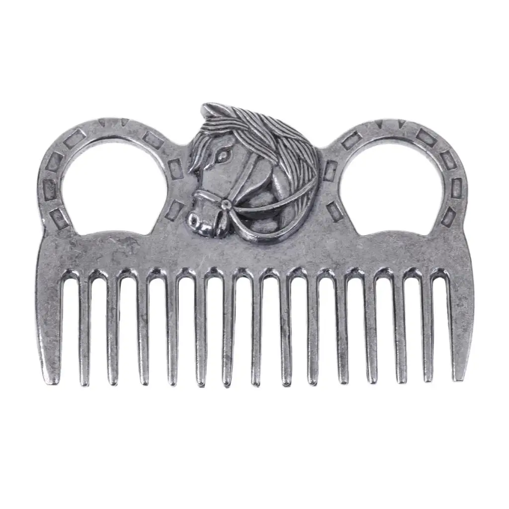 Stainless Steel Horse Pony Grooming Comb Tool Metal Curry Brushing Cleaning Tool Equestrian