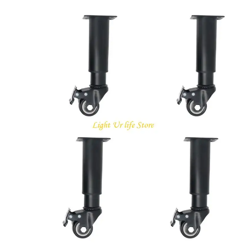 

63HA 4Pcs Metal Adjustable Furniture Legs with Braked Swivels Casters Table Legs