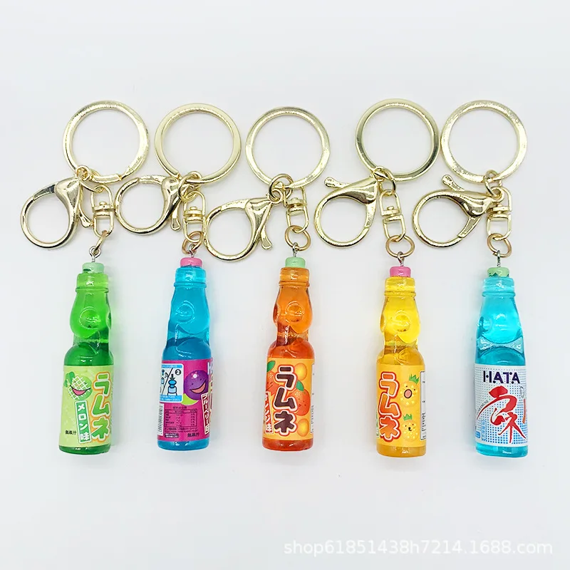 Llavero con correa de ramune, accesorios de regalo y2k japoneses, joyería hecha a mano con cuentas, estrella, Luna, Ramune