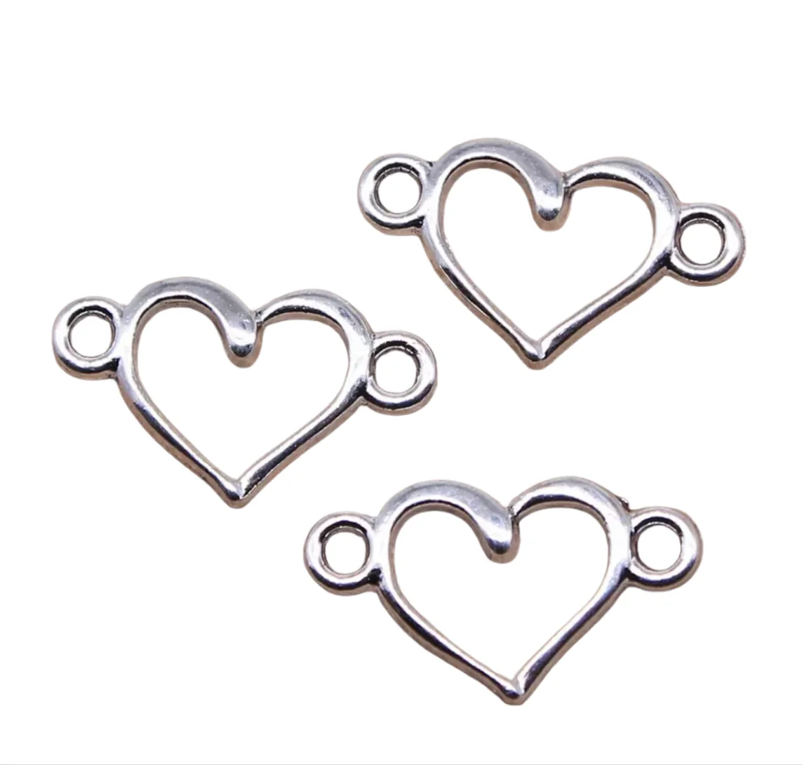 

50pcs 15*9mm hollow heart shaped connector for jewelry handmade Zinc Alloy Metal HW2588