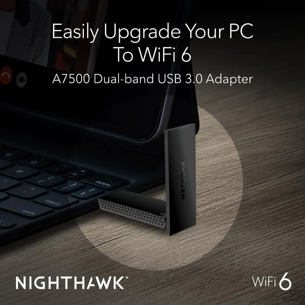 Nighthawk WiFi 6 USB 3.0 Adapter (A7500)  – Works with Any WiFi 6 or WiFi 5 Routerr Mesh System - for Windows PC