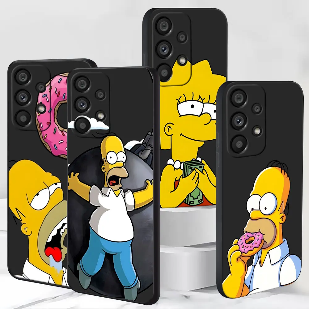 TPU Frosted Case for Samsung Galaxy A10s A20s A70s A06 A9 A7 A8 A04s A50s A5 A04e Black Phone Cover Cartoon Homer Jay Simpson