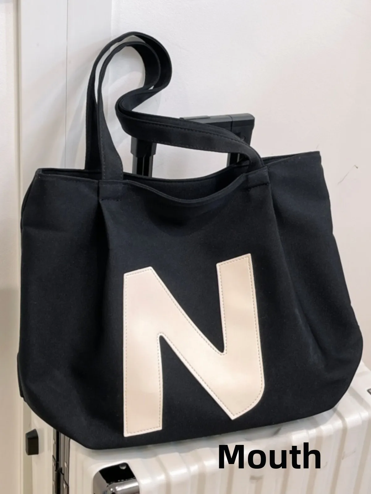 

Trendy Canvas Tote Bag Women's Large Capaci Commuter Handbag Versatile Student Class Single oulder Tot Bag