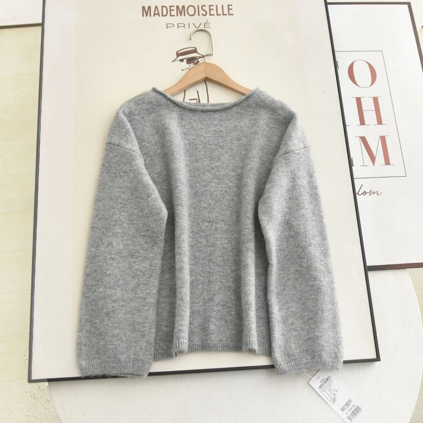 

McSystem 2025 Autumn Winter round Ne Korean Sle Pure Color Slimming ey Knitted Sweater Women's Faion Casual Top