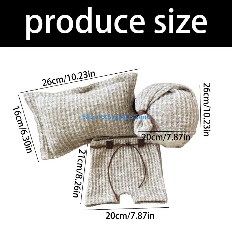 R1WF الأطفال الصغار التصوير الدعائم الوليد التصوير زي محبوك قبعة وسادة السراويل