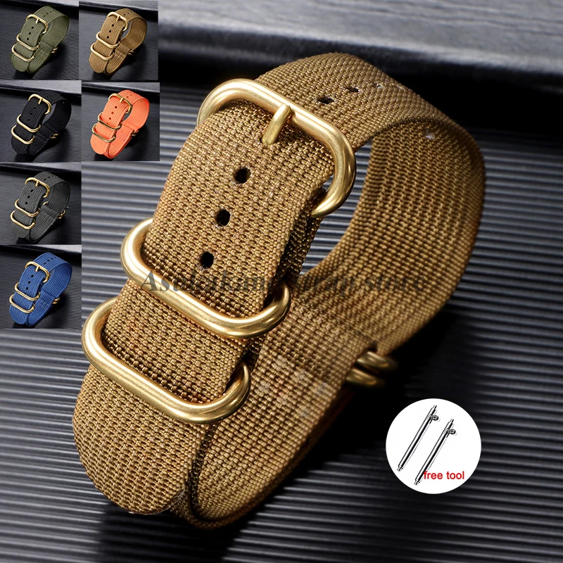 

18mm 20mm 22mm 24mm Gold Buckle Nylon for Omega Seamaster 007 for Huawei Watch GT5/GT4/GT3Watchband Men Women Canvas Watch Strap