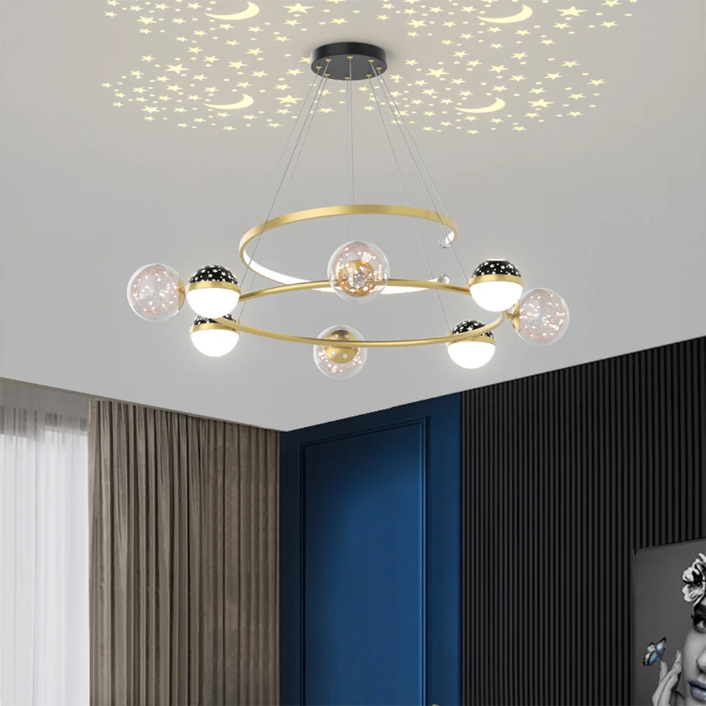 2022 New Living Room Chandelier Modern Light Luxury Starry Atmosphere Nordic Lighting Combination Simple Ceiling Lamp 8 Head