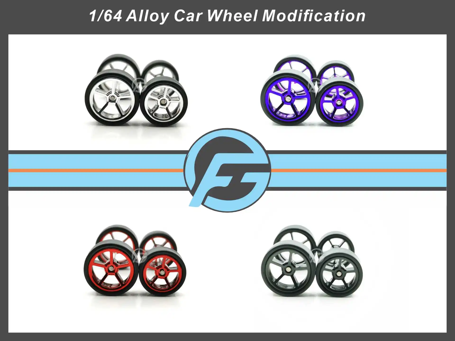 FANSGUY 1Set 13.5mm+15.5mm 1/64 Alloy Car Staggered Front Small Rear Large Wheel OBS  Serie for Hot Wheel