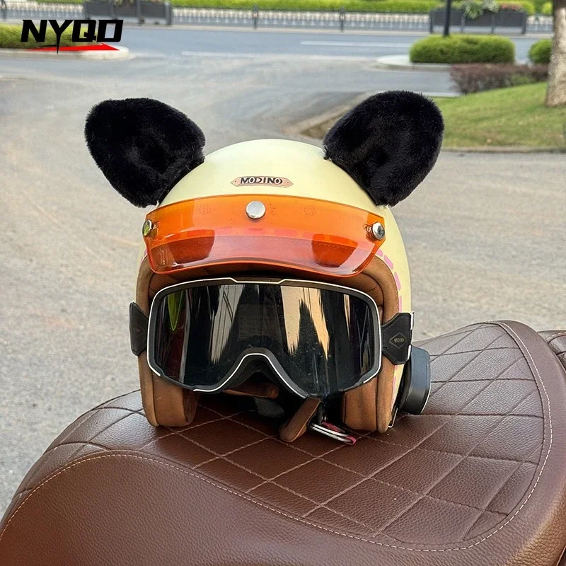 Decoración de casco de esquí, orejas de oso de felpa, accesorios para casco de motocicleta, orejas de Panda pequeñas