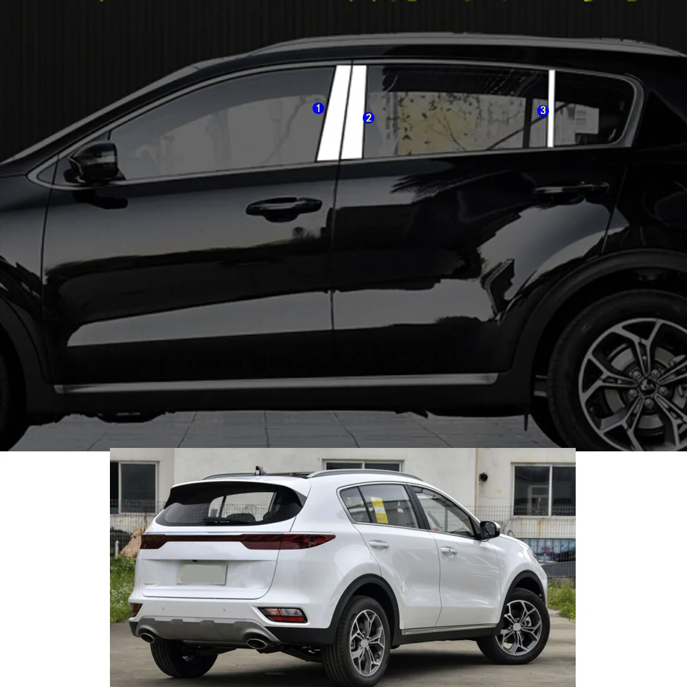 For KIA Sportage KX5 2016 2017 2018 2019 2020 2021 Car Sticker Garnish Pillar Window Middle Strip Trim Frame Hoods Parts