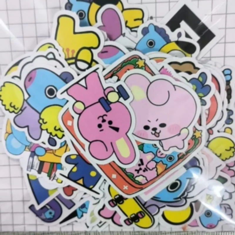 

80pcs Anime Cartoon BT21 Stickers Y2K Creative New CHIMMY COOKY Mobile Computer Book Decoration Stickers Gift for Friends