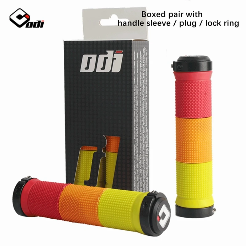 Odi Bicycle Handlebar Grips Non-slip Shockproof Double Locking Ring Soft Rubber durable Mixed colourful MTB grips BMX Bike Parts