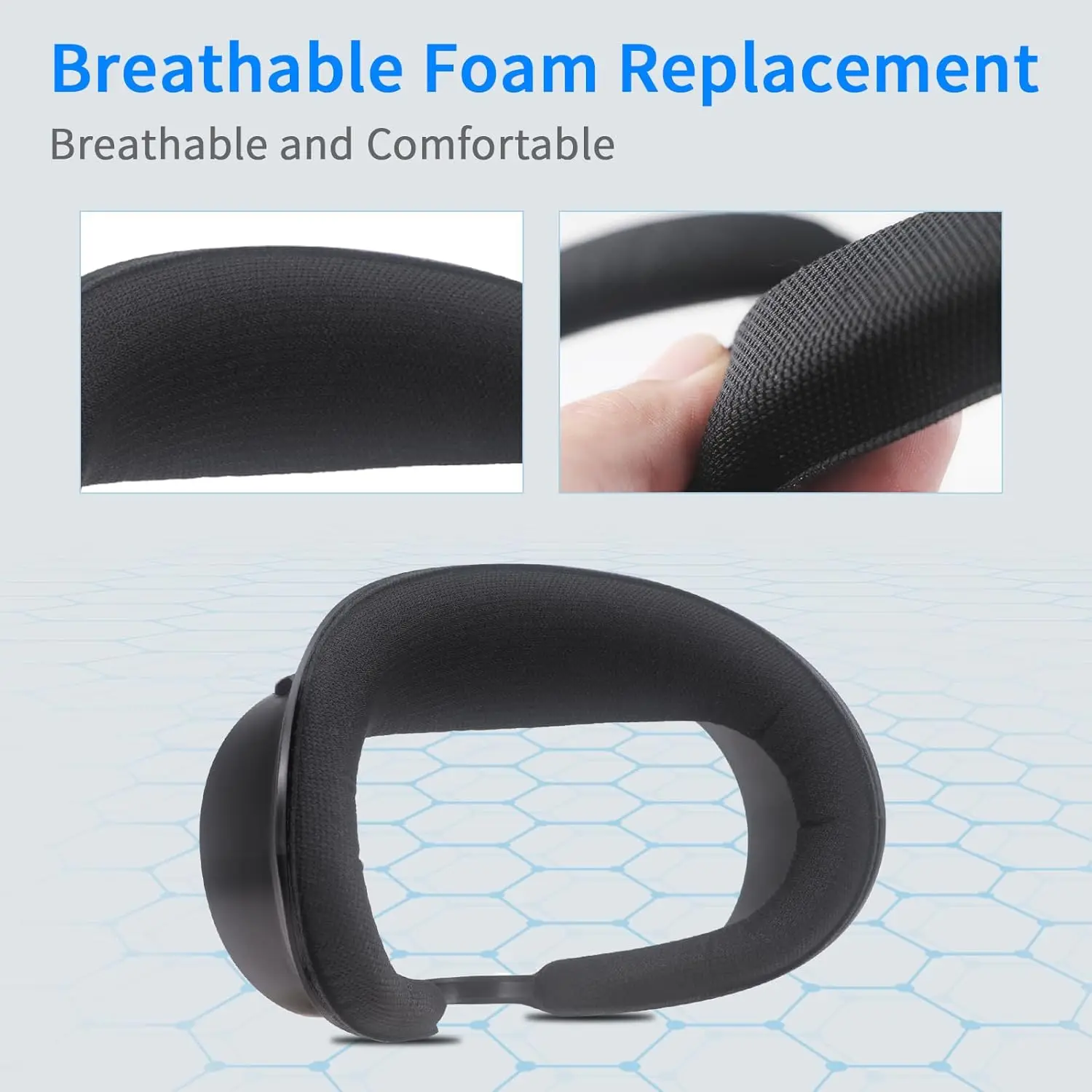Confezione da 3 cuscinetti per il viso in schiuma traspirante e pelle PU resistente al sudore e cuscino per il viso VR in cotone di seta ghiacciata per staffa per il viso Meta Quest 3S