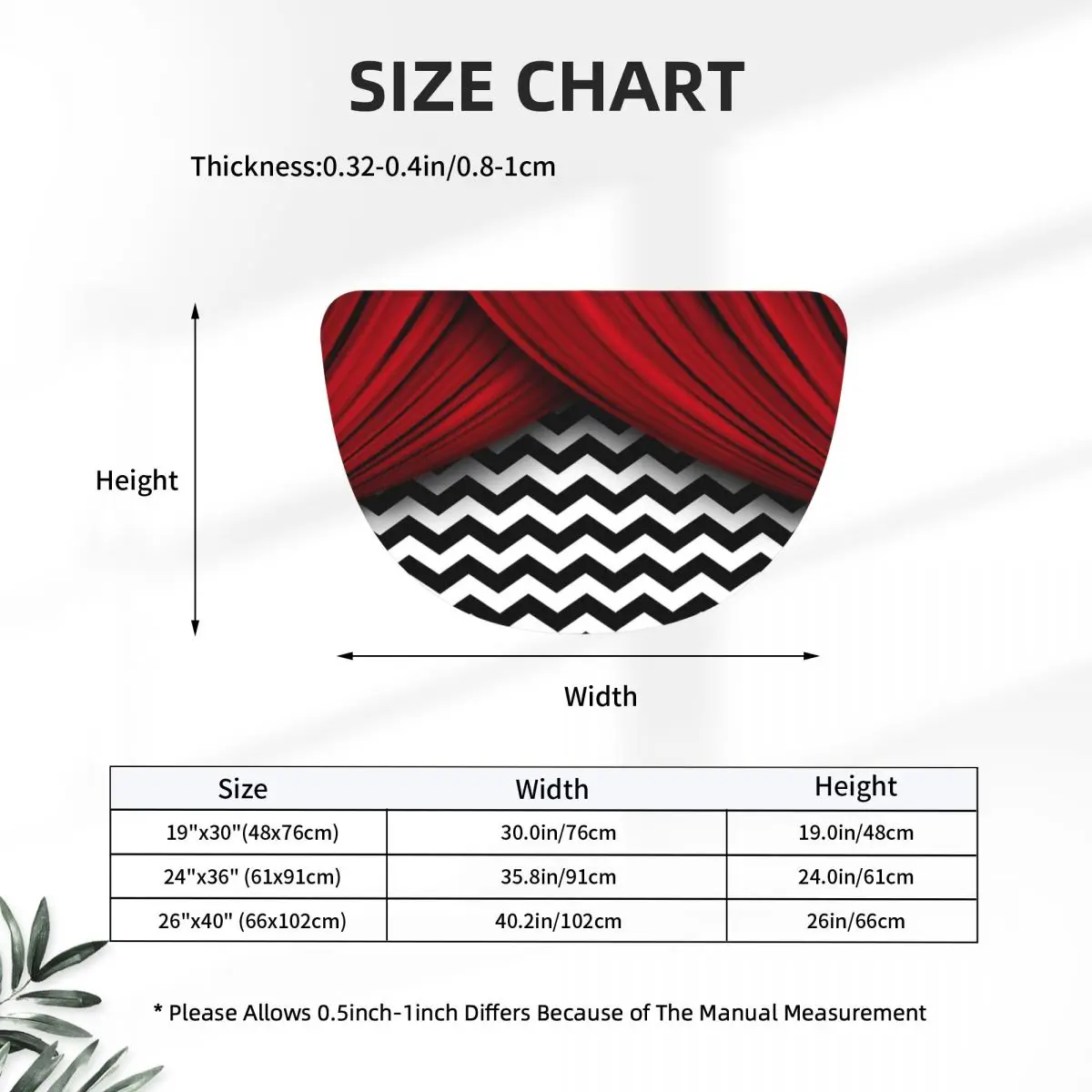 Twin Peaks Red Curtains Black And White Chevron Soft Flannel Half Round Doormat Non Slip Bathroom Mat Absorbent Floor Carpet