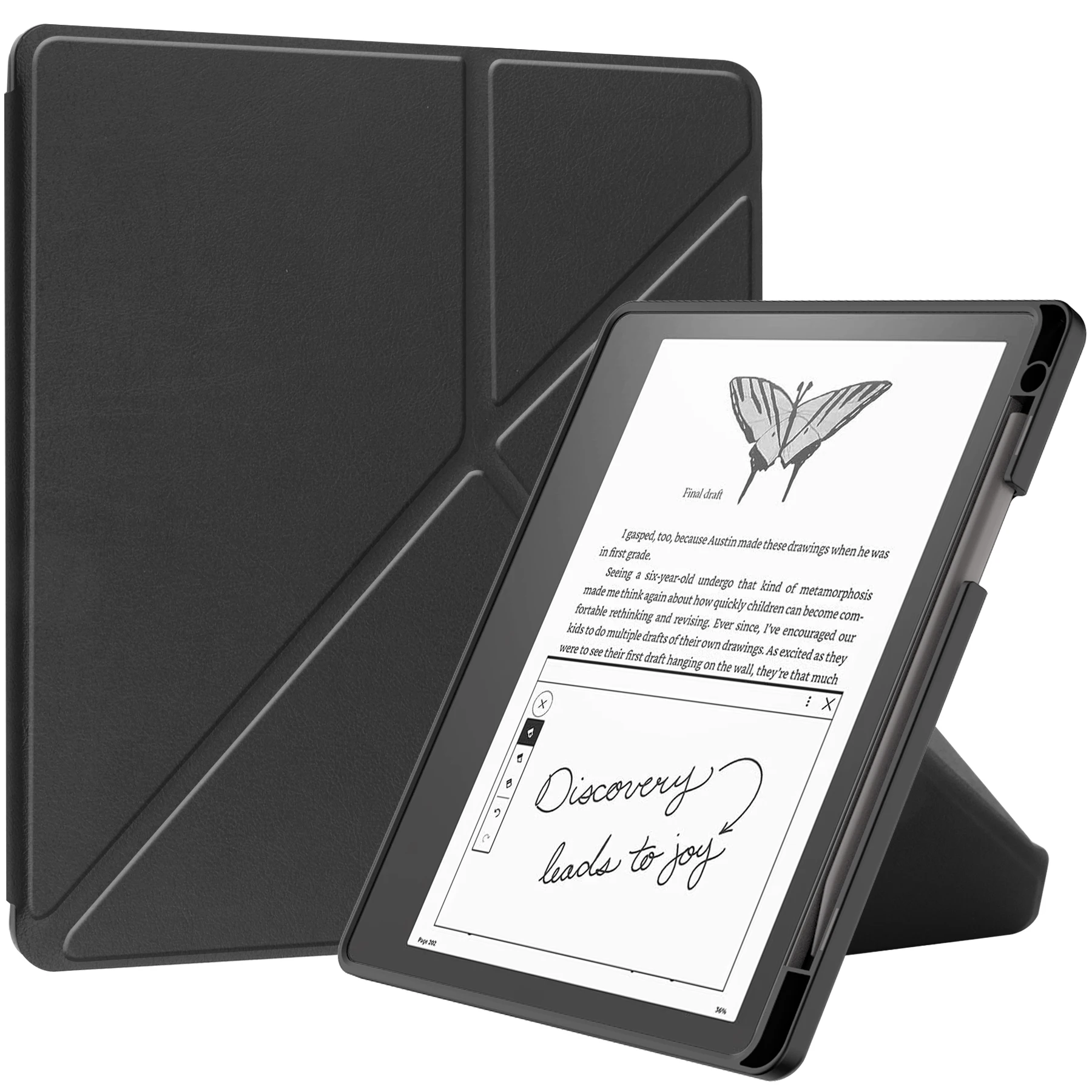 

For Amazon Kindle Scribe Origami Stand PU Leather+TPU E-book Reader Case Shockproof E-Reader Cover with Auto Wake / Sleep