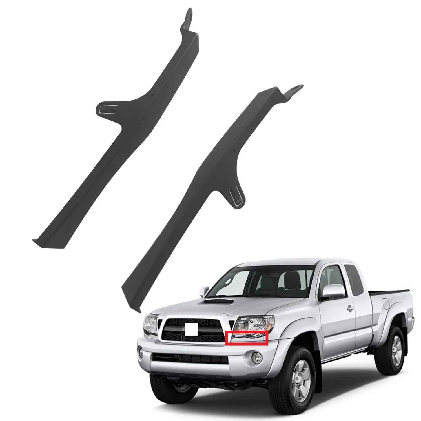 For TOYOTA TACOMA 2005 2006 2007 2008 2009 2010 2011 Car Front Bumper Headlight Filler Trim Panel Pair Black