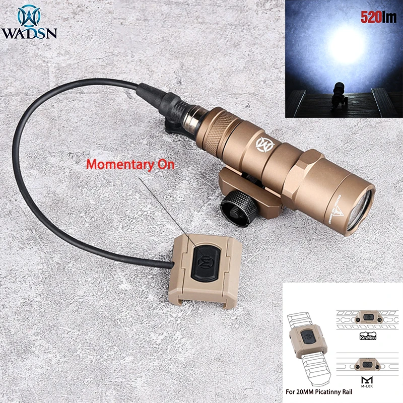 

WADSN Tactical M300 Hunting Airsoft Flashlight M300B Scout Light LED 520lumens with Pressure Switch For 20mm mlok keymod Rail