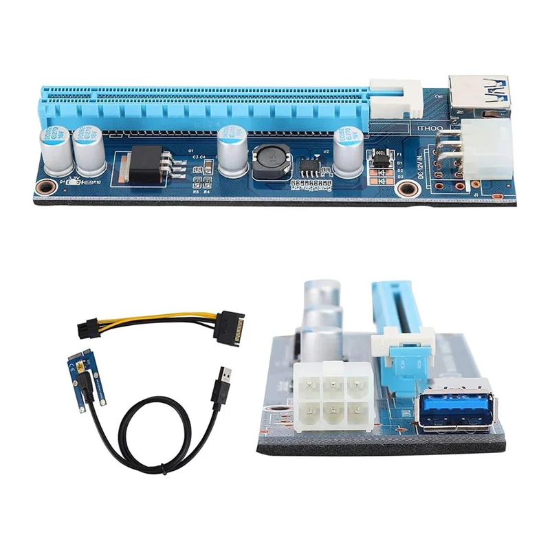 Stilvoller Mini-PCIE-16X-Adapter, PCIE zu PCI Express16x-Extender, mit 4 Festkondensatoren und 6-Pin-Schnittstelle, für Grafikkarten-Mining