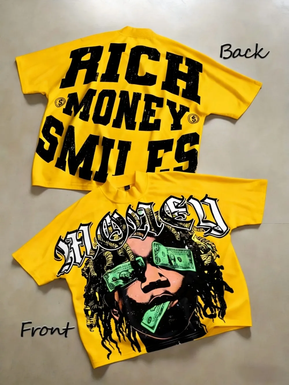 Europäisches und amerikanisches Herren-Sommermode-T-Shirt mit „Wealth“-Aufdruck, bequem, atmungsaktiv, Rundhalsausschnitt, Outdoor-Street-Top – Detail 7