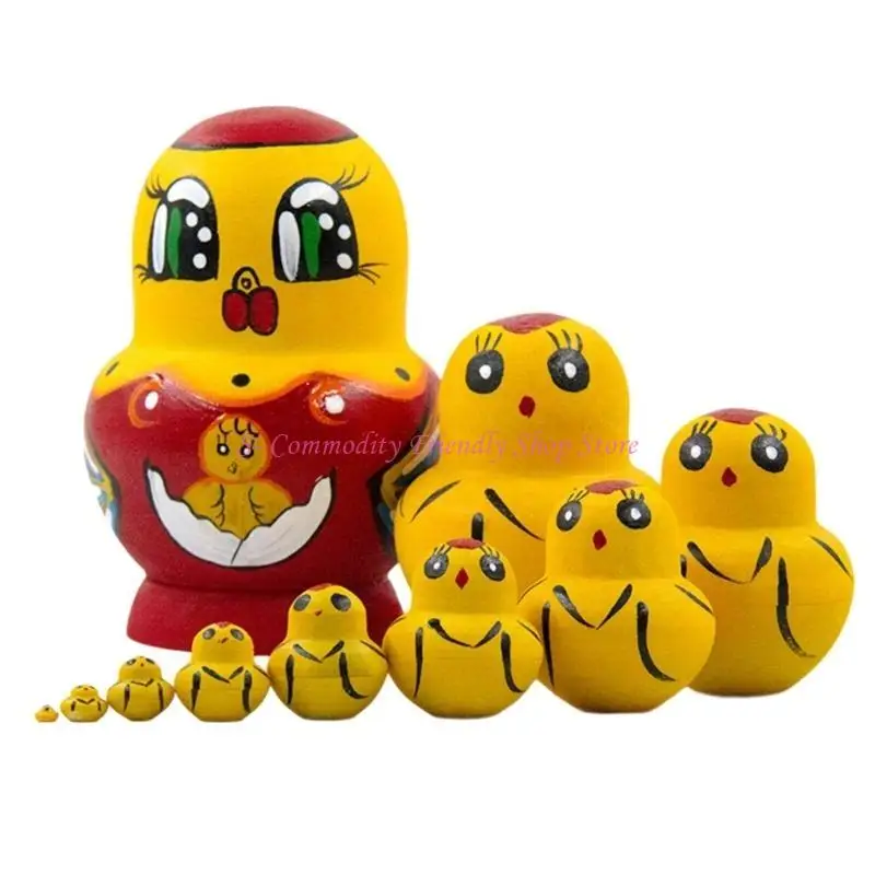 85ae 10 lớp Russian Matryoshka làm tổ búp bê gỗ xếp chồng búp bê đồ chơi nghệ thuật truyền thống Túp bê thủ công phụ kiện trang