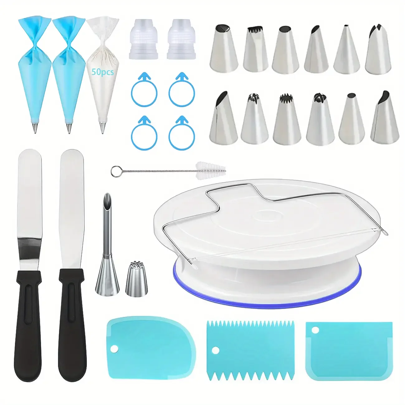 مجموعة تزيين الكيك 80 قطعة - ط - مراجعة Cake Decorating Turntable وسعره