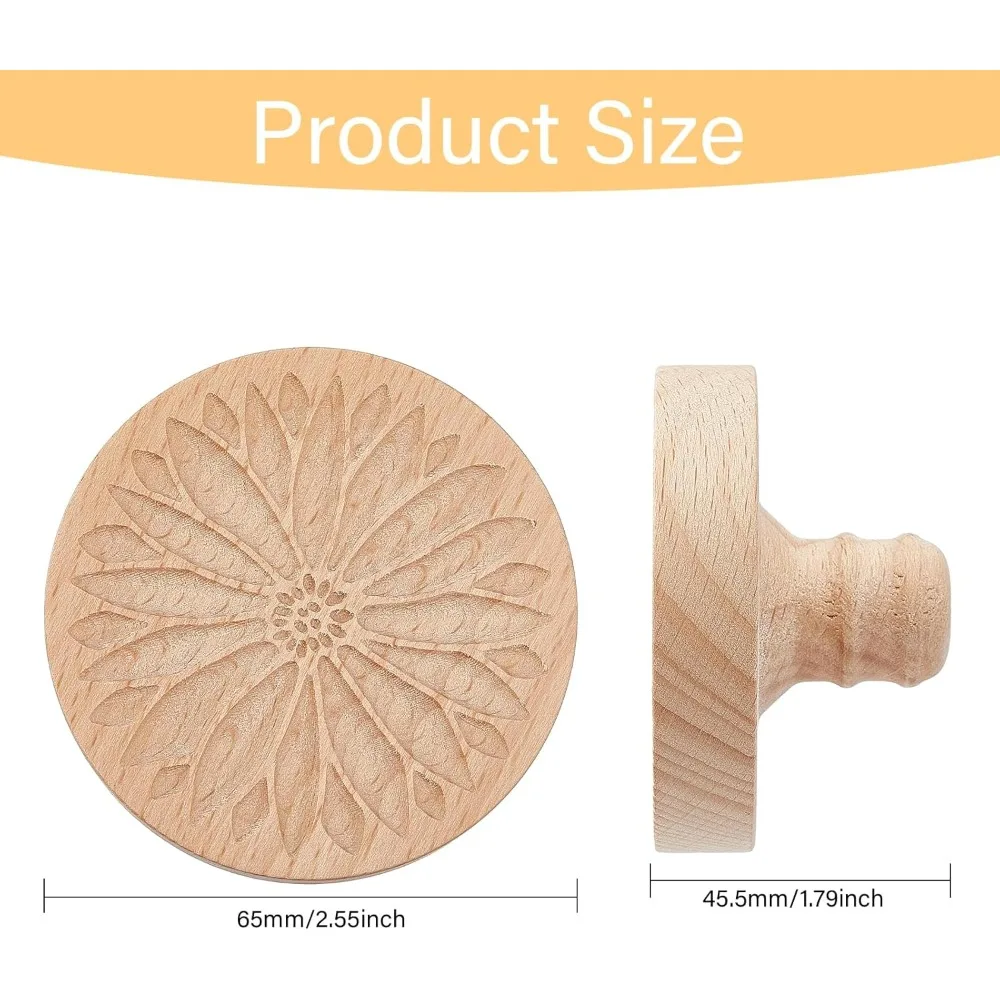 Wooden Pottery Tool Flower Pattern Wooden Clay Stamp for DIY Creation Clay Tool Clay Pottery Tool, 2.56inch