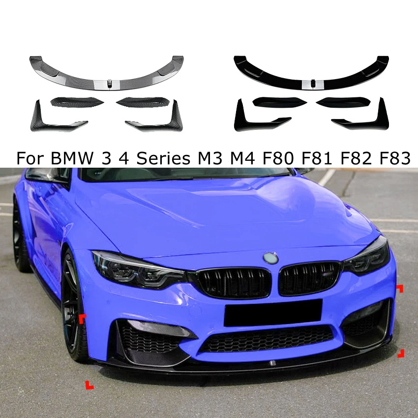 

Для BMW 3 и 4 серий, M3, M4, F80, F81, F82, F83 2013-2018: Комплект обвеса, сплиттер переднего бампера, накладка на бампер, канард, детали сплиттера