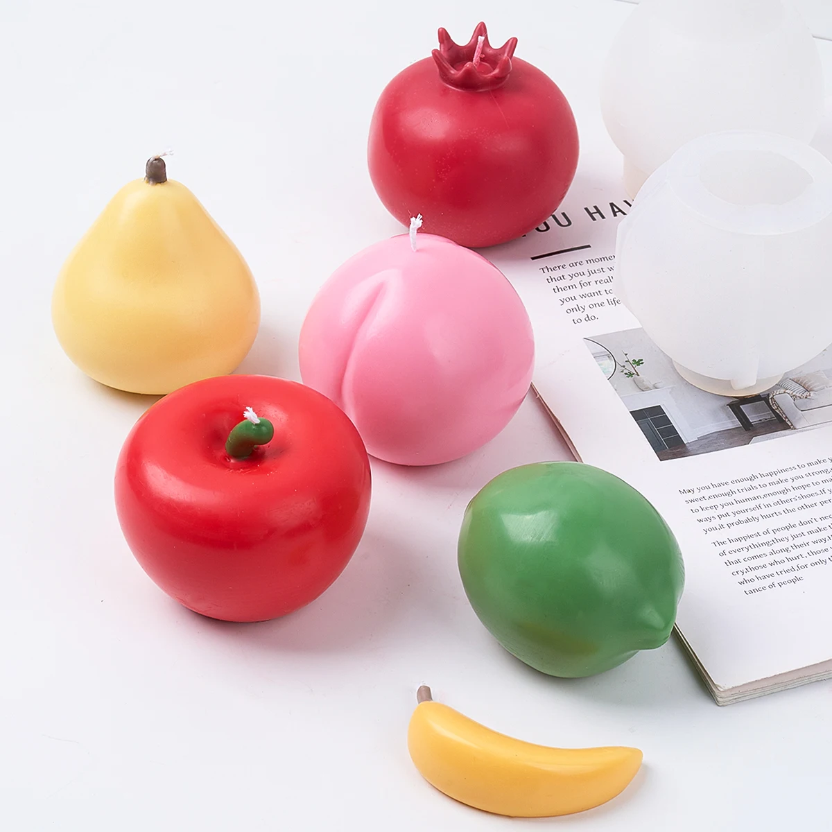 3D Fruit Series Silicone Candle Mold DIY Apple Lemon Scented Soap Wax Molds Plaster Resin Crafts Making Home Decor Art Gifts