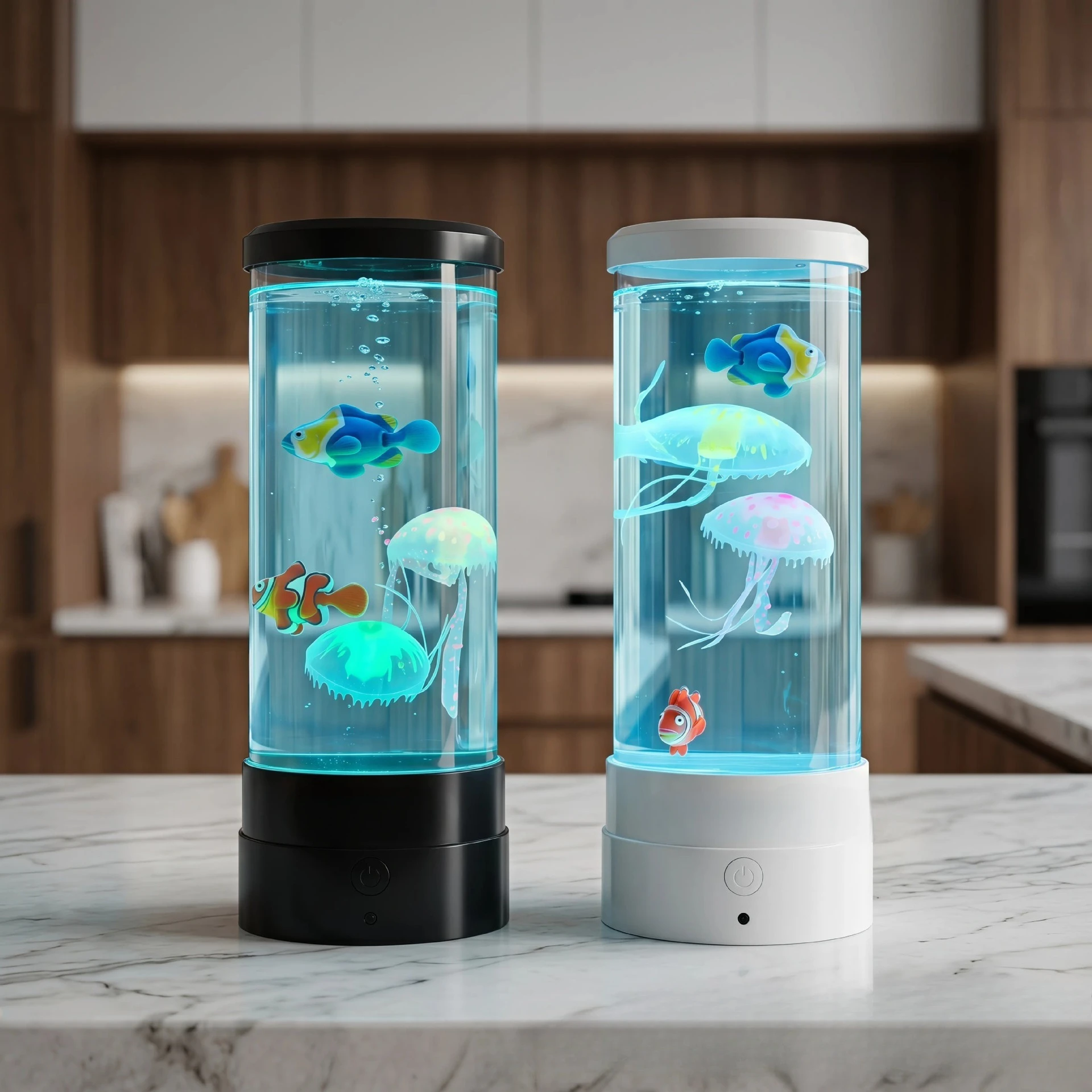 Jellyfish Fish Sculpture LED Bedroom Desktop Atmosphere Ornament Home Decoration Crafts