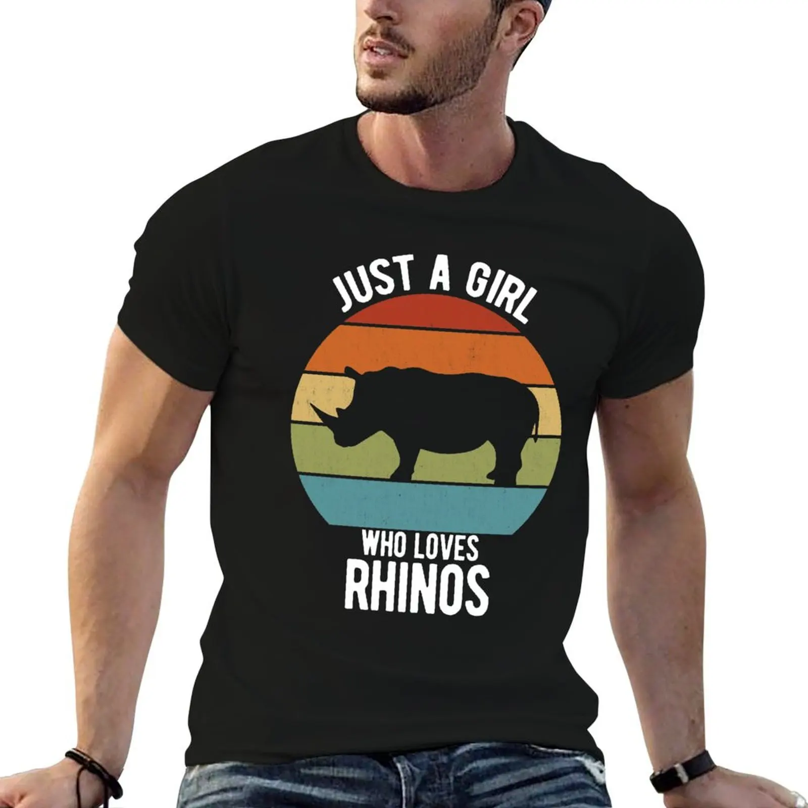 

Just A Girl Who Loves Rhinos Rhinoceros Gifts T-Shirt man tshirt man t shirts high quality luxury brand T-Shirt
