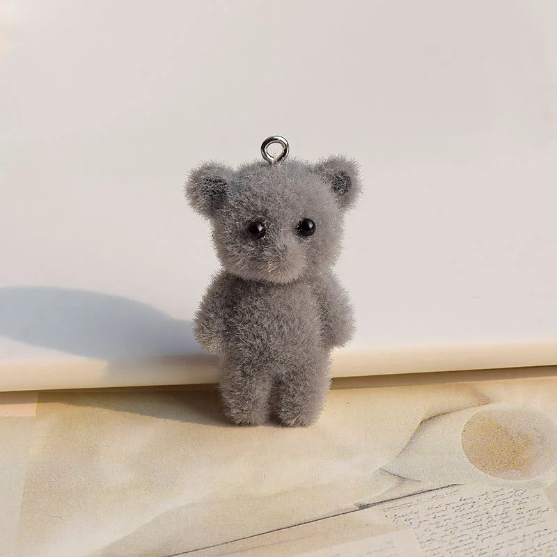 Breloques d'ours mignons floqués en 3D, pendentif en résine animale de dessin animé, fabrication de bijoux à bricoler soi-même, chaîne de téléphone portable, accessoires de porte-clés, 30 pièces