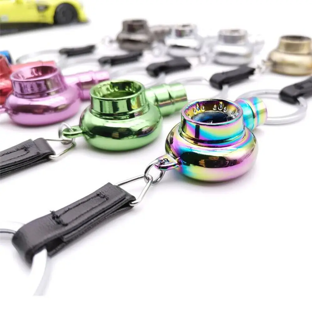 Creative Alloy Turbo Key Chain with Sound Multicolor Mini Car Whistle Sound Keyring INS Key Buckle Gifts