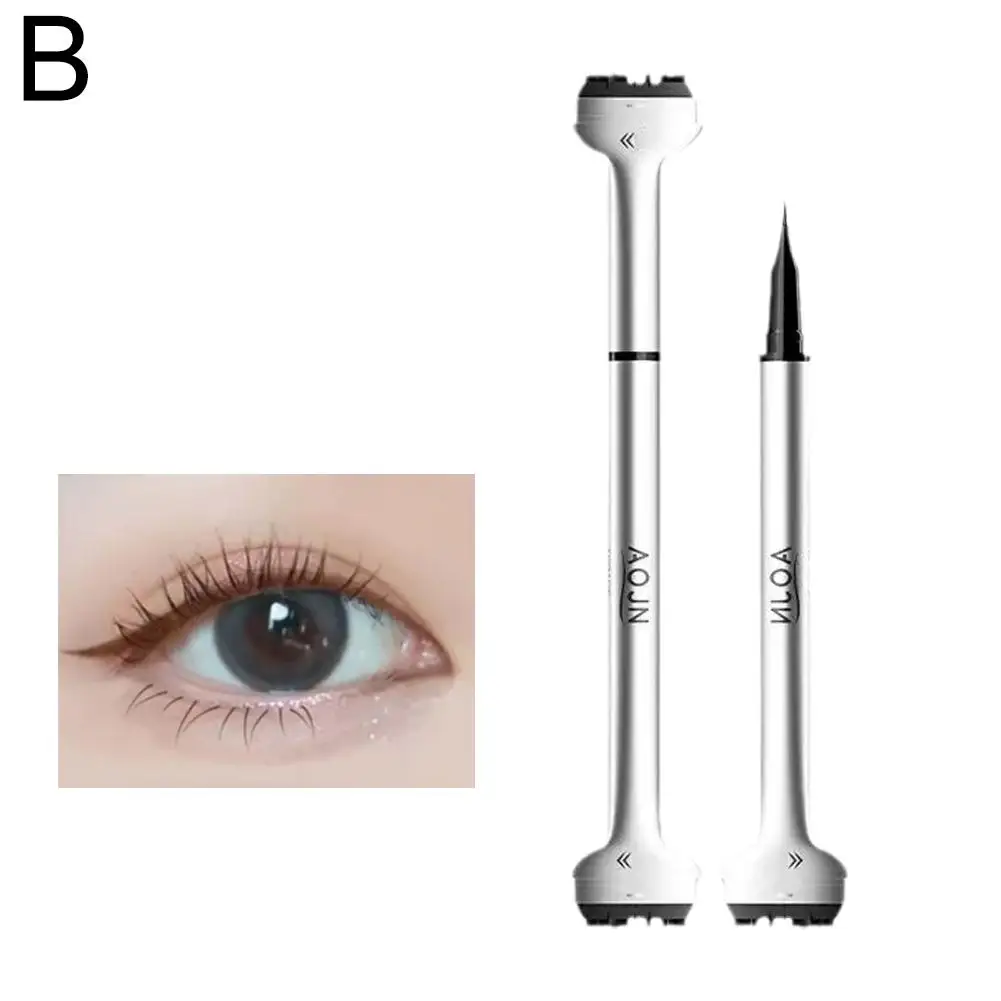 Sello de pestañas inferiores 2 en 1 de doble punta con delineador de ojos, sello de delineador de ojos impermeable, cosméticos para principiantes, maquillaje coreano a Q2W4