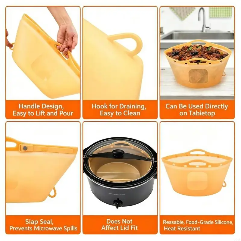   Household Meal Slow Cooker Insert with a Flexible Foldable Form