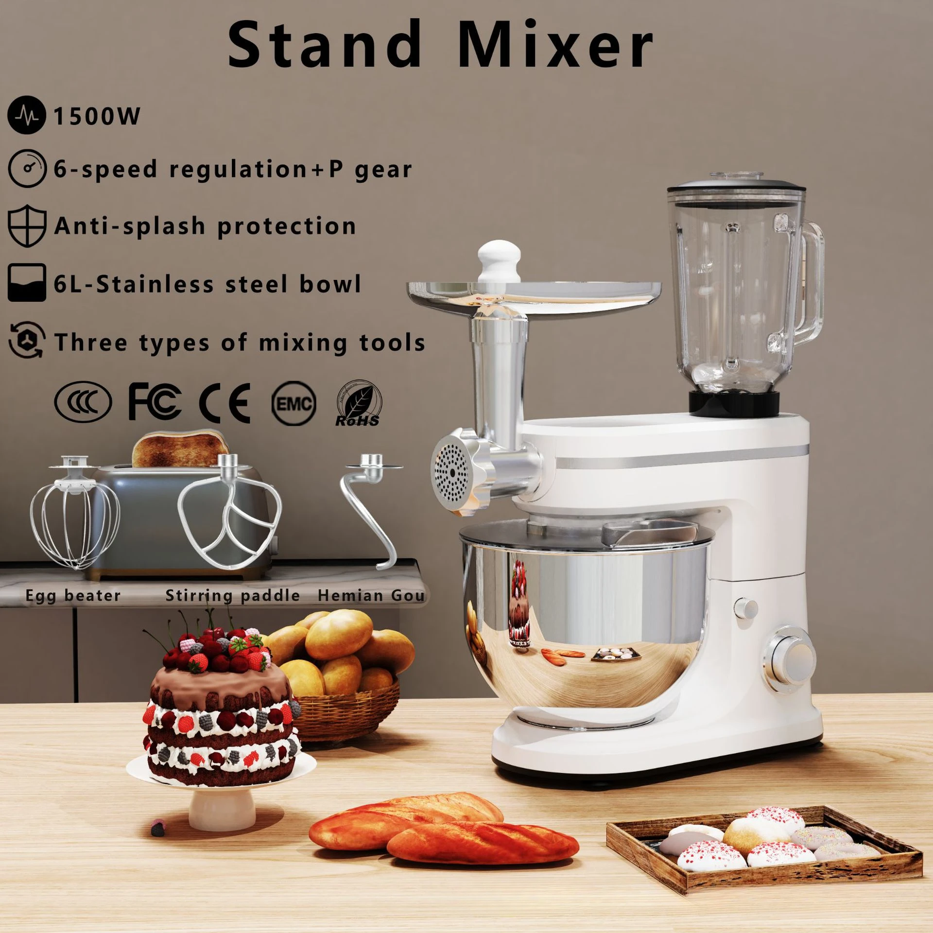 

Cross-border Special for Chef Machine Household 5L-10L Large Capacity Multifunctional Kneader Juicer Meat Grinder