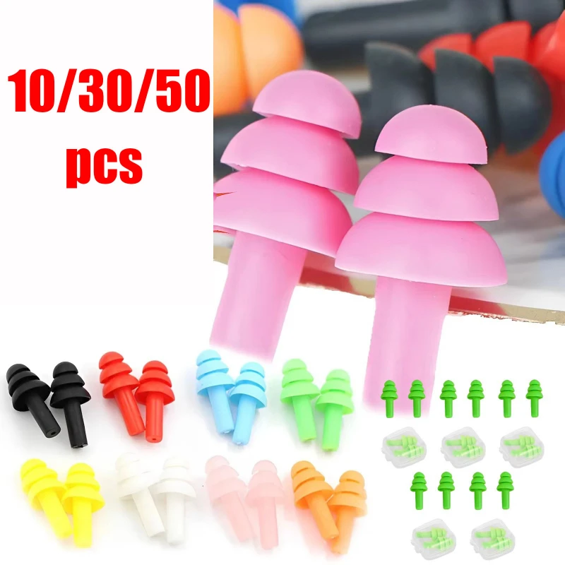 

10/30/50Pairs Ear Plugs Sound Insulation Silicone Earplugs Random Colors Reusable Earplugs Sleeping Working Studying Home Office