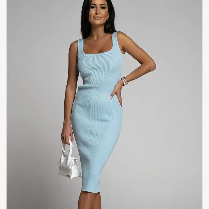 Estate 2023 Gonna casual da donna Dres Gonne lunghe a vita media lavorate a maglia rotonde Ne H-ape Colore puro No-Sve Dres