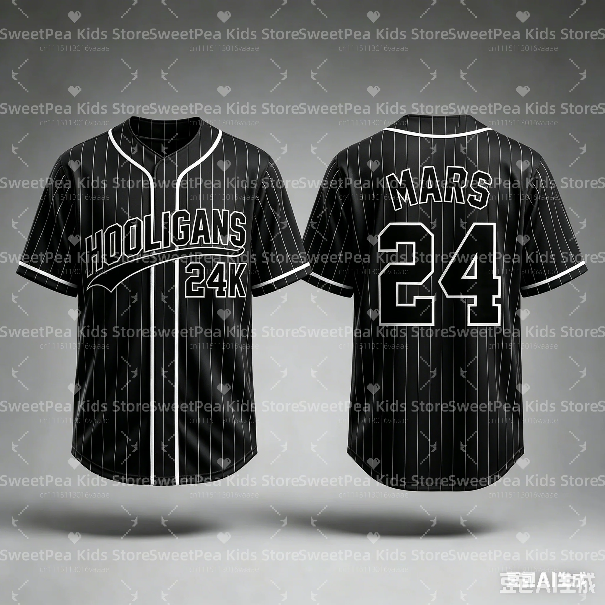 2026 Bruno Mars 24K Hooligans Baseball Jersey Men Women Unisex