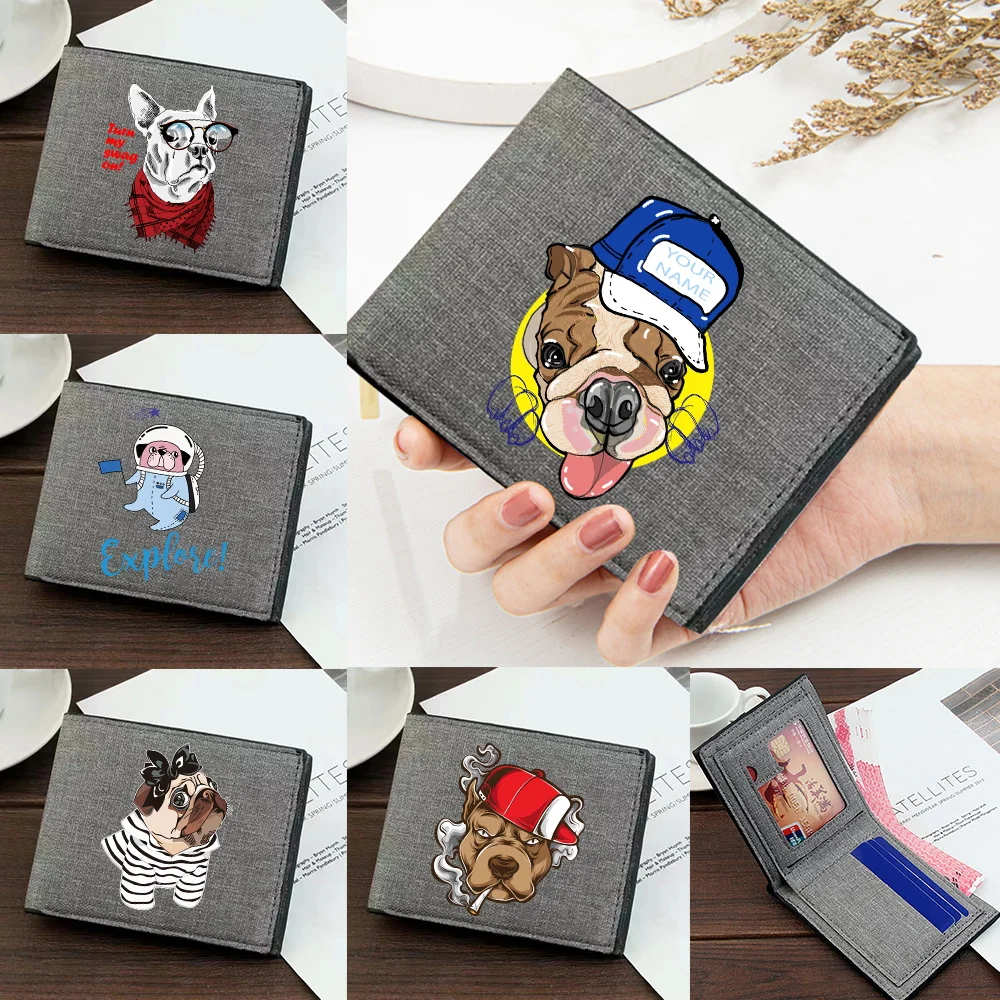 

Money Clip Storage Wallet New Fashion Foldable Pocketbook Bank Card Storage Dog Printing Series Multi-Function Credit Case Bag