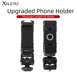 XILETU XJ20 Universal All Metal Phone Holder tripod Mount w Cold Shoe Mount Compatible w iPhone Cell Phone Camera Video Vlogging