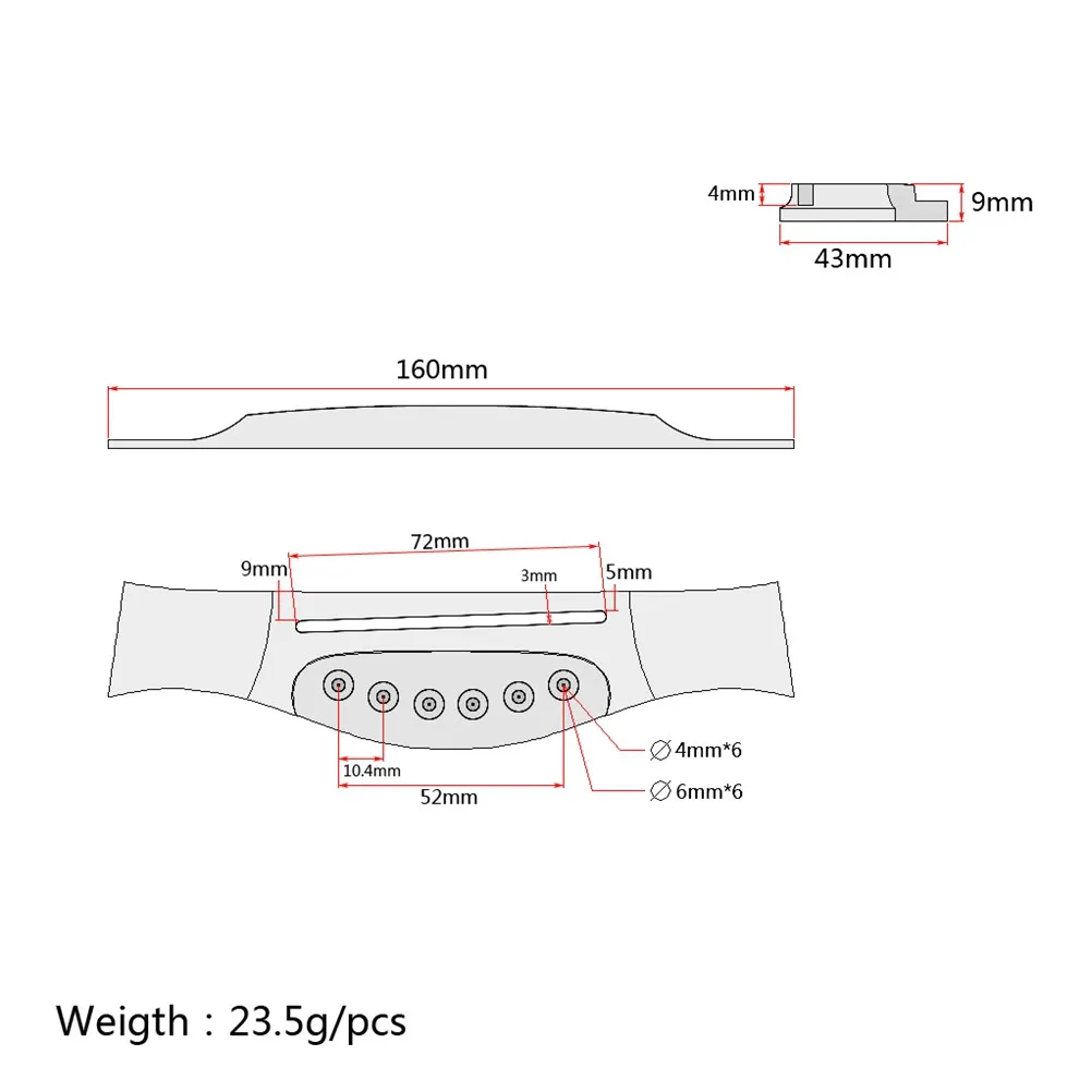 

6-струнный бридж из палисандра с креплением сквозь тело для акустической гитары, тип «рыбий хвост», 34, 36, 38 дюймов, для самостоятельной замены, для насыщенного звука и отличной производительности