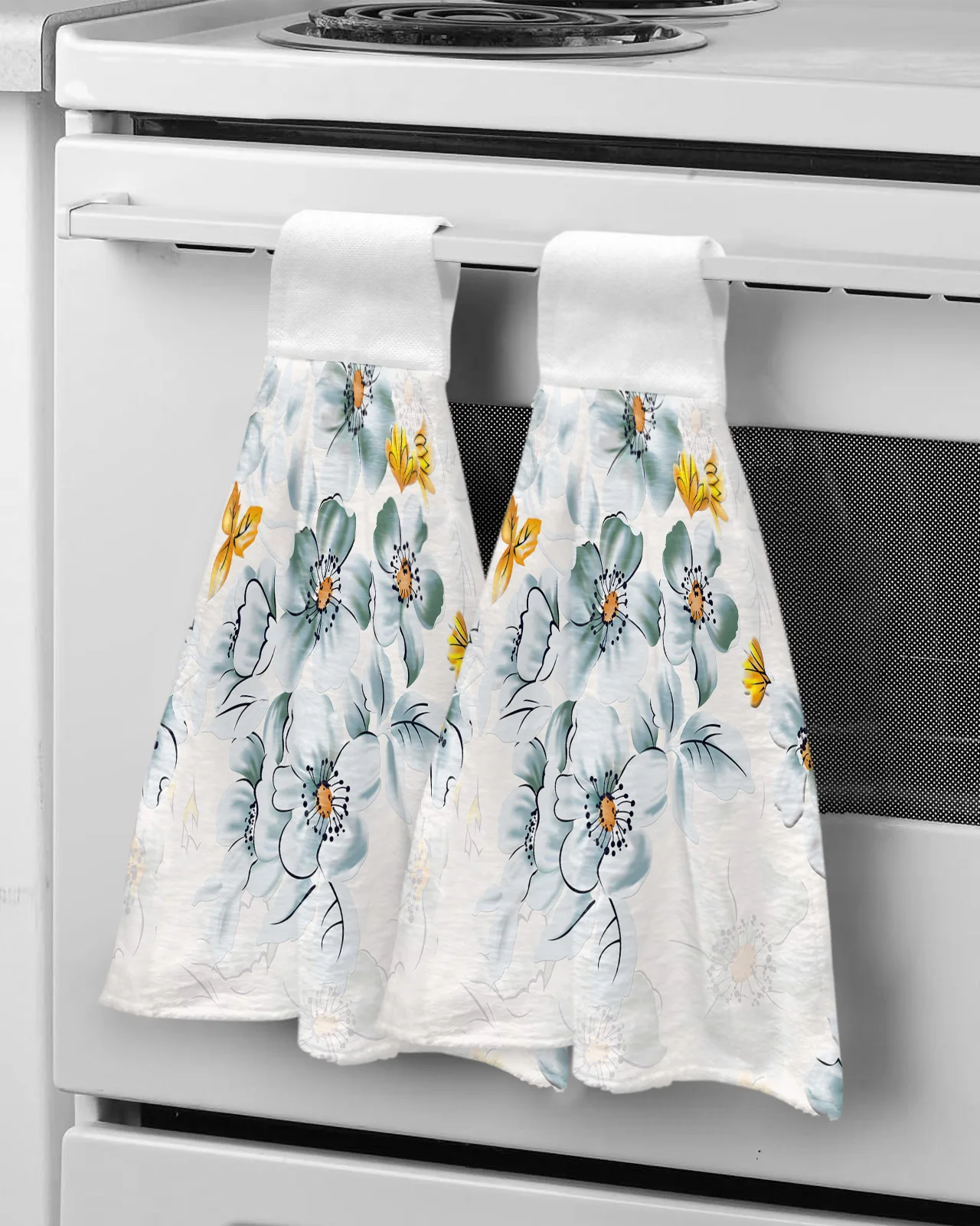 

Flower Gradient Leaf Hanging Kitchen Hands Towels Quick Dry Microfiber Cleaning Cloth Soft Towel