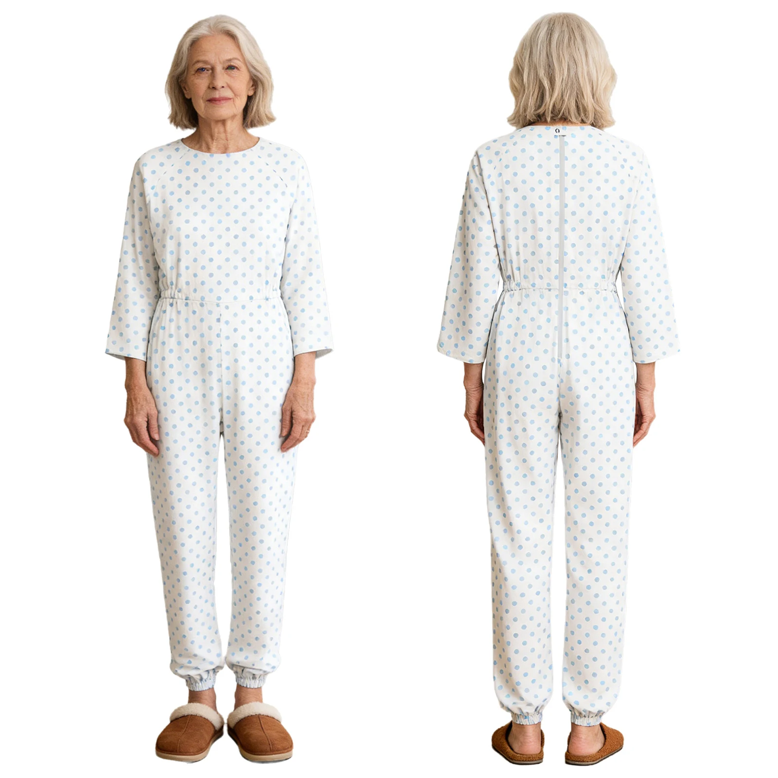 

Women Elderly Alzheimer Anti-strip Adaptive Jumpsuit Back And Legs Zipper Bodysuit Dementia Disabilities Special Needs Clothing