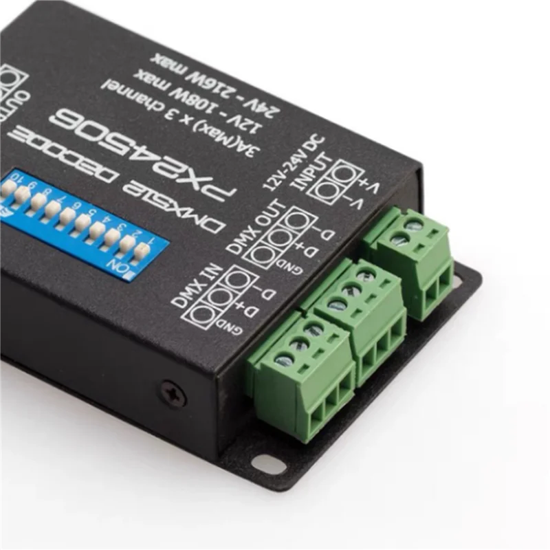 Controlador Led FULL-2X PX24506, decodificador Led DMX 512, controlador decodificador 9A DMX 512, amplificador 12V 24V RGB, tira de luces LED