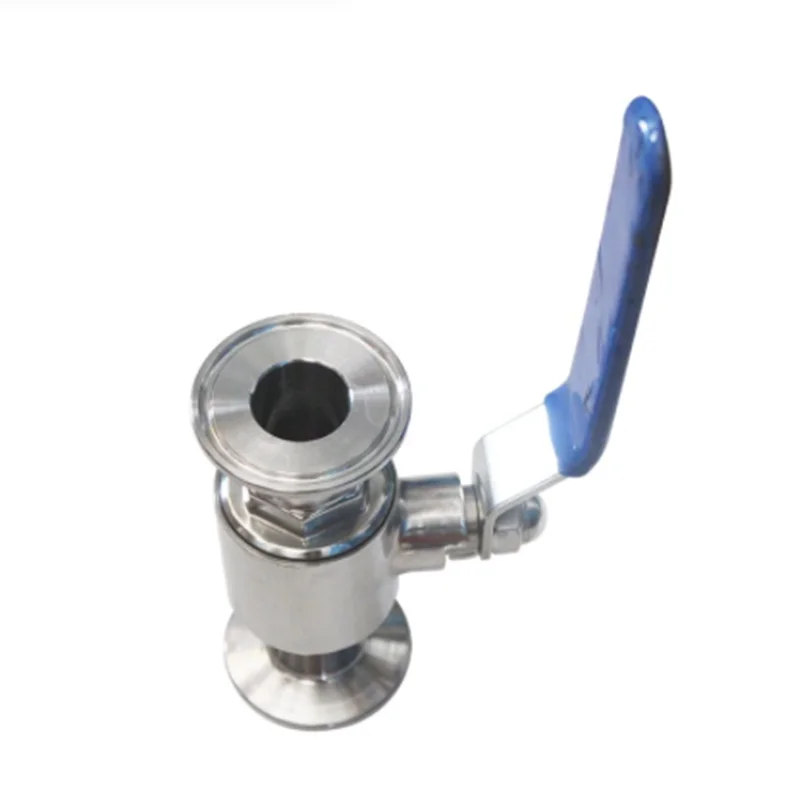 Valvola a sfera sanitaria in acciaio inossidabile 304 da 2 "51mm a tre morsetti con valvola a sfera con maniglia
