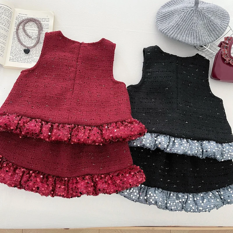 

2025New Girls Winter Clothing Set Children's Fashionable Cute Baby Girl Short Skirt Two-Piece Set Wholesale
