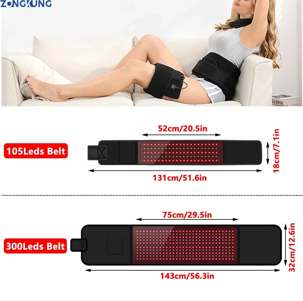 105/300 Stück LED Rot & Infrarot Licht Tragbarer Gürtel Bauch Abnehmen Linderung Müdigkeit Gerät für Bein Rücken Taille 660 nm 850 nm Fettverbrennung