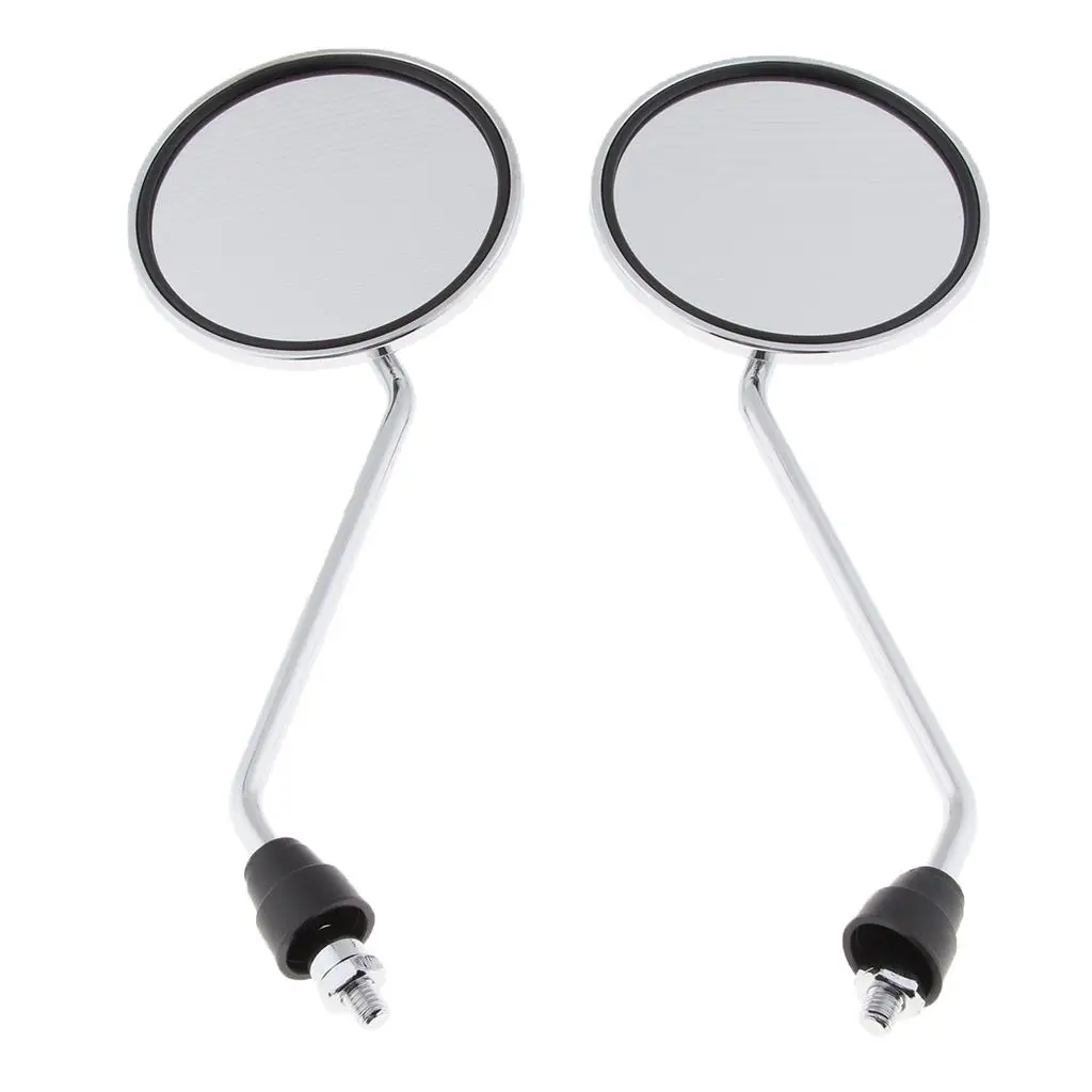 1 Pair Universal Motorcycle Round Side Rearview Mirrors Handle Bar Mount 8mm Adapter for 50cc-250cc Moped Scooter