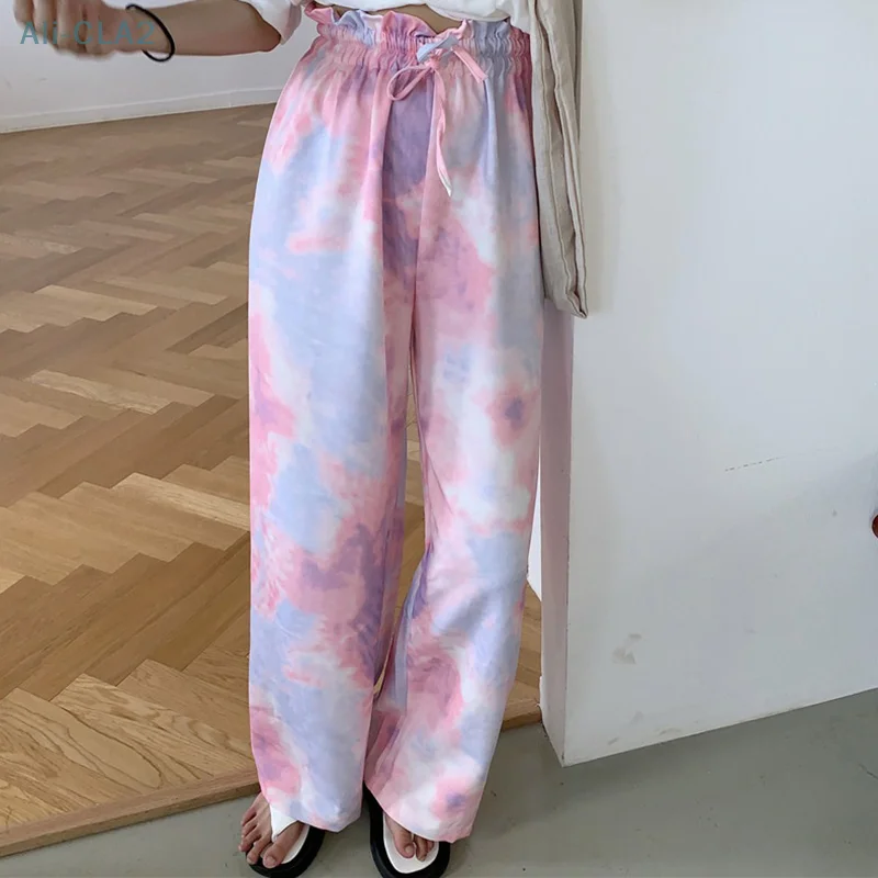 

Fashion Tie-dye Casual Pants 2022 New Summer Women's Loose Wide-leg Pants Trousers High-waist Straight-leg Pants Joggers Women