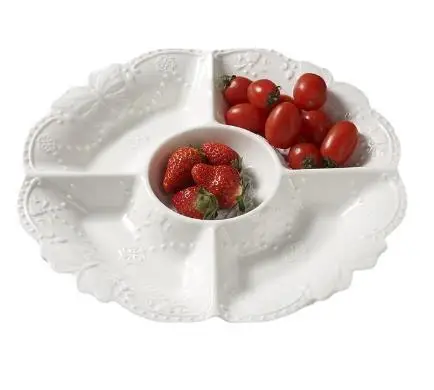 Ceramic Dried Fruit Plate Dinner Plates 5 Grids Snack Tray Dessert Dim Sum Dish Refreshment Candy Trays